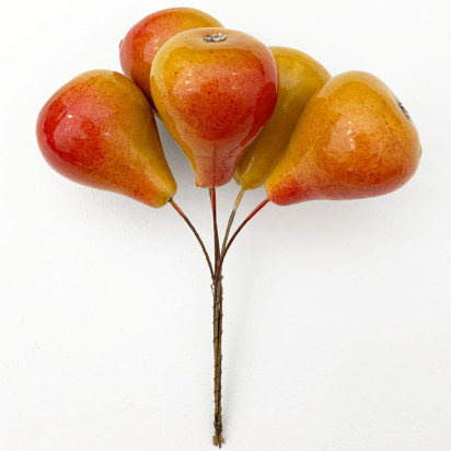 5 Orange and Dark Yellow Lacquered Pears Craft Picks ~ 1 3/4"