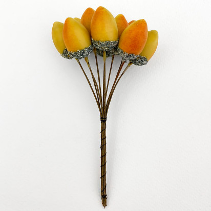 10 Matte Yellow & Orange Lacquered Acorns ~ 7/8" ~ Czech Republic