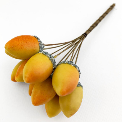 10 Matte Yellow & Orange Lacquered Acorns ~ 7/8" ~ Czech Republic