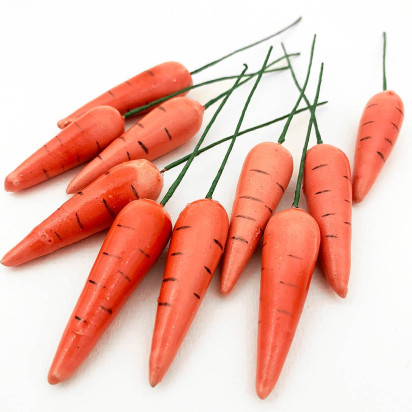 10 Spun Cotton & Lacquered Vintage Carrots ~ 1 3/4"