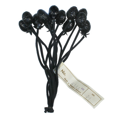 12 Textured Composition Black Strawberries ~ 3/4" ~ Vintage Germany