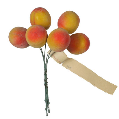 6 Large Vintage Lacquered Peaches ~ 1-1/4"