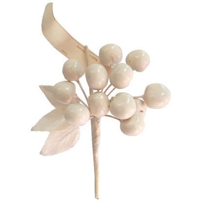 Bundle of 12 Vintage Off White Lacquered Cherries ~ 1-1/4"