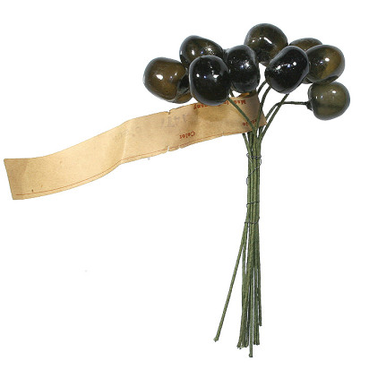 10 Vintage Glass Millinery Cherries in Deep Brown ~ 5/8"