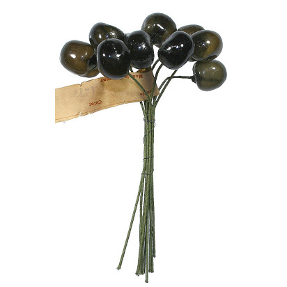10 Vintage Glass Millinery Cherries in Deep Brown ~ 5/8"