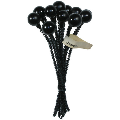 12 Vintage Glass Millinery Berries in Black ~ 3/8"
