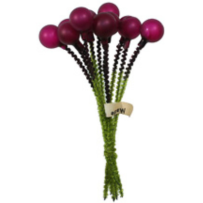 12 Vintage Glass Millinery Berries in Matte Magenta ~ 3/8"