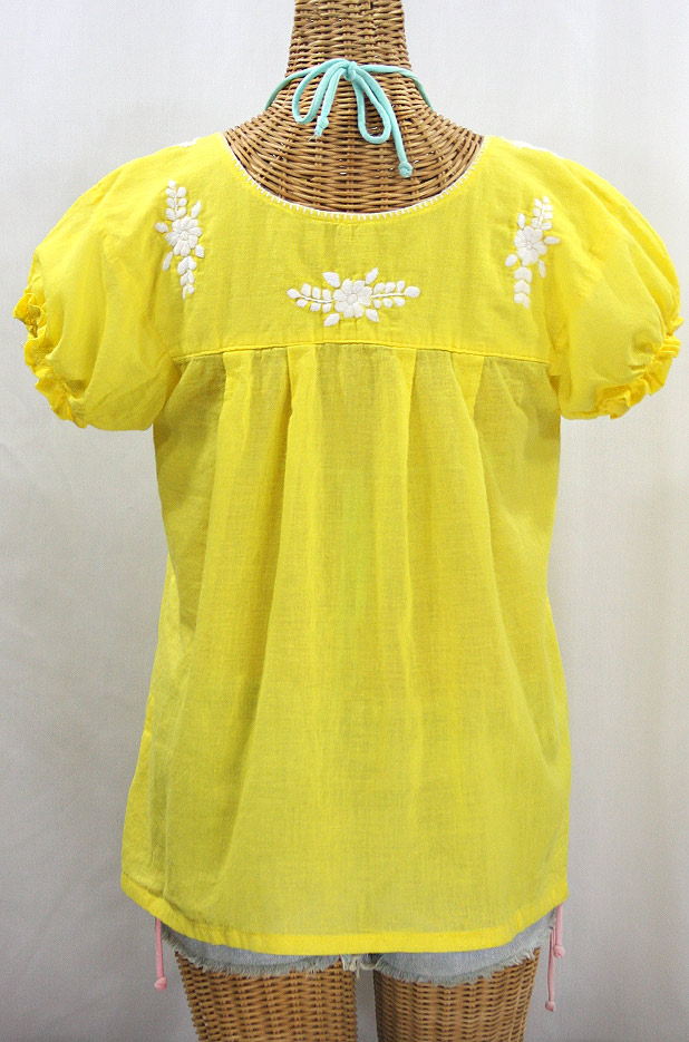 "La Mariposa Corta" Embroidered Mexican Style Peasant Top - Yellow